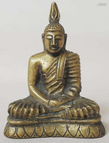 Bouddha en bronze ,Epoque XX eme,H. : 12 cm,Usures