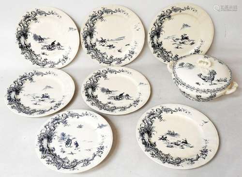 GIEN,Partie de service en faience comprenant : six assiettes...