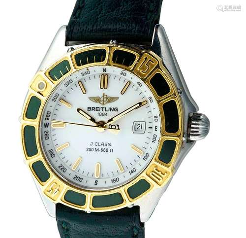 BREITLING <br />
Montre “J CLASS”en  acier et or  . Boîtier ...