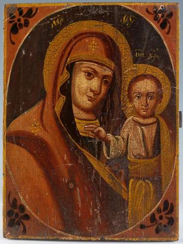 19th century Russian icon."Virgin Odighitria".  Pa...