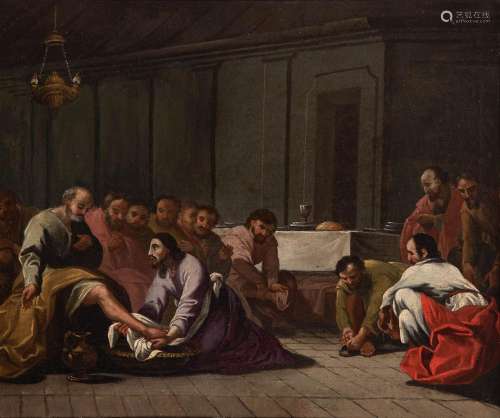 Italian school; XVII century."Christ washing the feet o...