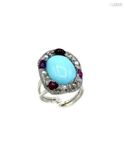 ANELLO IN ARGENTO CON PASTA DI TURCHESE,in argento 925 con p...