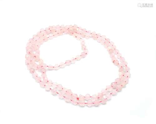 LUNGA COLLANA IN QUARZO ROSA,lunghezza cm 82