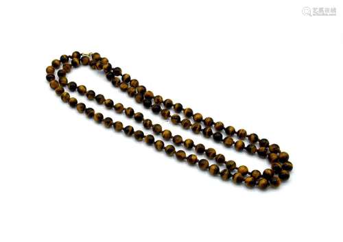 COLLANA CON SFERE DI OCCHIO DI TIGRE,lunghezza cm 45