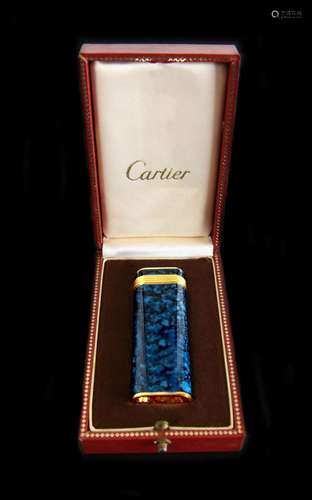 ACCENDINO CARTIER,placcato in oro giallo e smalto, cm 7x2,5x...