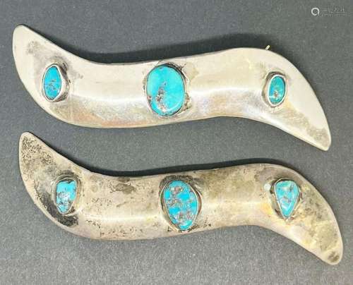 2-SOUTWESTERN STERLING HAIR BARRETTES WITH