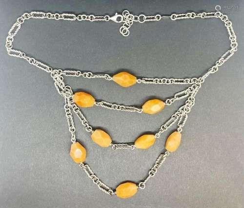 MULTI STRANDED STERLING NECKLACE WITH PEACH