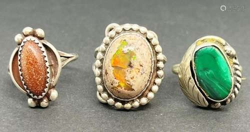 3-SOUTHWESTERN STERLING RINGS WITH STONES