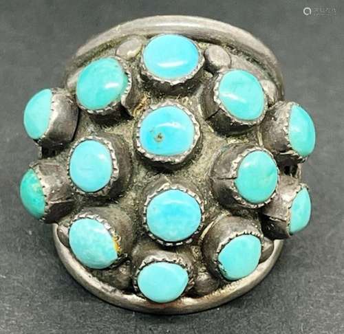 SOUTHWESTERN STERLING DOME RING WITH TURUOISE