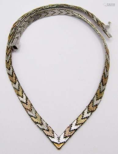 16 INCH ITALY MULTI TONED CHEVRON STYLE NECKLACE