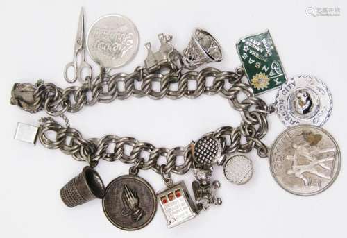 VINTAGE STERLING CHARM BRACELET LOADED WITH