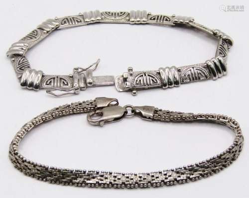 2-STERLING BRACELETS: (1)ITALY MARKED CHEVRON