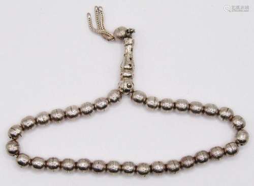 VINTAGE STERLING BEADED BRACELET WITH TASSLE