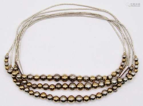 20 INCH MULTI STRANDED LIQUID STERLING NECKLACE