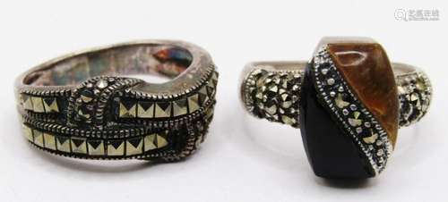 2-VINTAGE STERLING MARCASITE RINGS