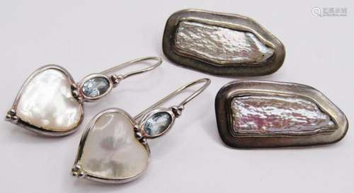 2-PAIRS OF STERLING PIERCED EARRINGS WITH