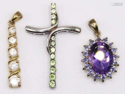 3-STERLING FASHION BLING PENDANTS WITH MULTI