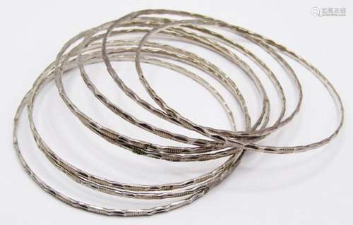 8-THIN STERLING BANGLES-WEAR TOGETHER!