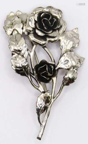 VTG DANECRAFT STERLING ROSE BROOCH