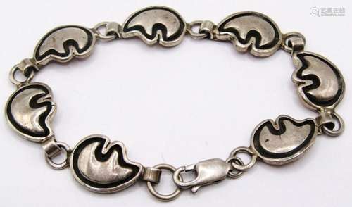 7 INCH STERLING ZUNI BEAR PANEL BRACELET