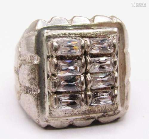 SIZE 10 MEN S STERLING FASHION BLING RING WITH