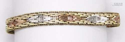 7.5 INCH ITALY STERLING MULTI TONED WOVEN STYLE