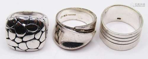 3-CHUNKY STERLING RINGS-DIFF DESIGNS