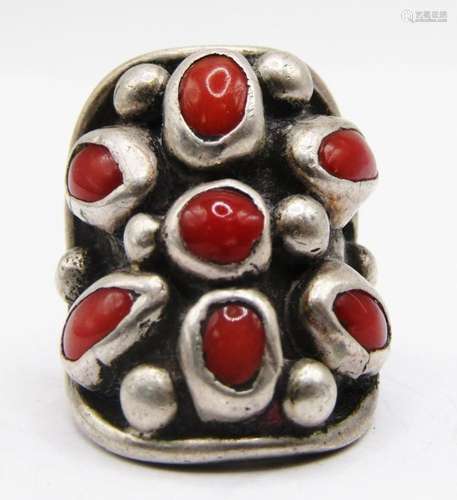 SOUTHWESTERN STERLING RING WITH RED CORAL