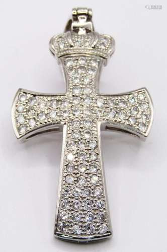 STERLING FASHION CROSS PENDANT LOADED WITH