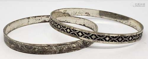 P & H STERLING BANGLES WITH DIFFERENT ENGRAVED