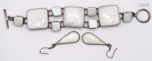 Mexico Sterling white stone bracelet and earings