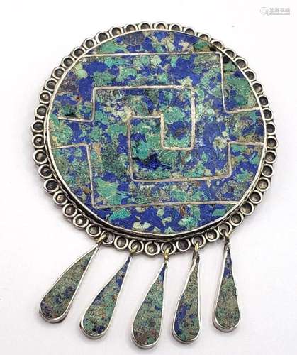 HENCHO EN MEXICO CIRCULAR STERLING BROOCH