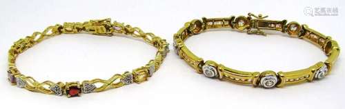 2-7.5 INCH GOLD TONED STERLING TENNIS BRACELETS