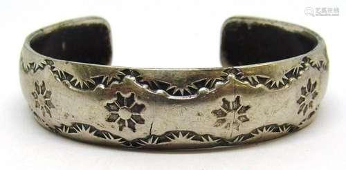 SOUTHWESTERN STERLING CUFF WITH ENGRAVED