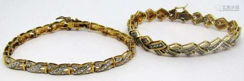 2-7.5 INCH GOLD TONED STERLING TENNIS BRACELETS