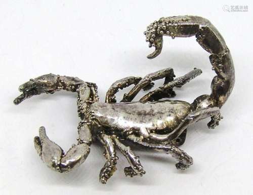 MASSIVE STERLING SCORPION BROOCH