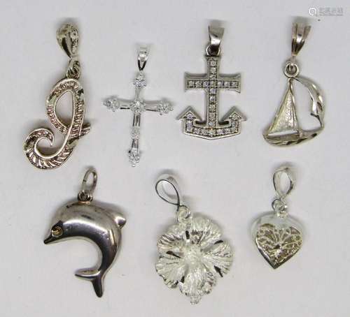 7-STERLIING FASION PENDANTS-DOLPHIN-SAILBOAT