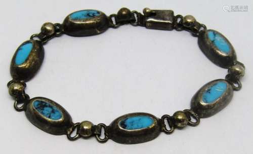 7.5 INCH MEXICO STERLING PANEL BRACELET WITH