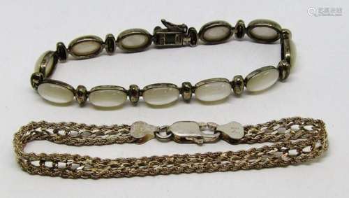 2-STERLING FASHION BRACELETS: (1)WITH MILKY