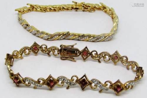 2-GOLD TONED STERLING FASHION BRACELETS