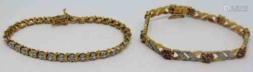 2-7 INCH GOLD TONED STERLING TENNIS BRACELETS