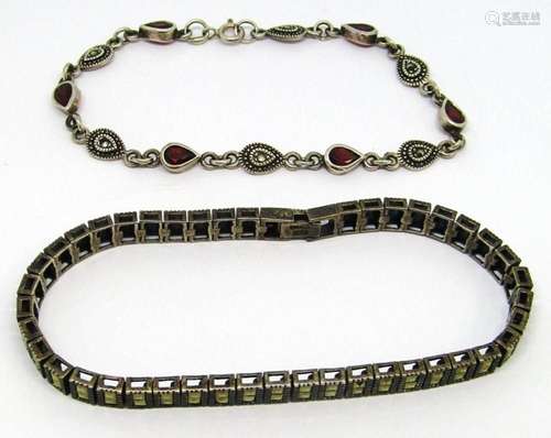 2-STERLING FASCHION BRACELETS: (1)MARCASITE