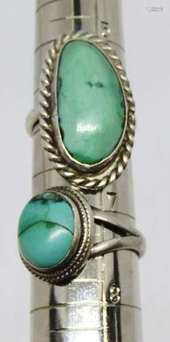 2-SOUTHWESTERN STERLING RING WITH GREEN