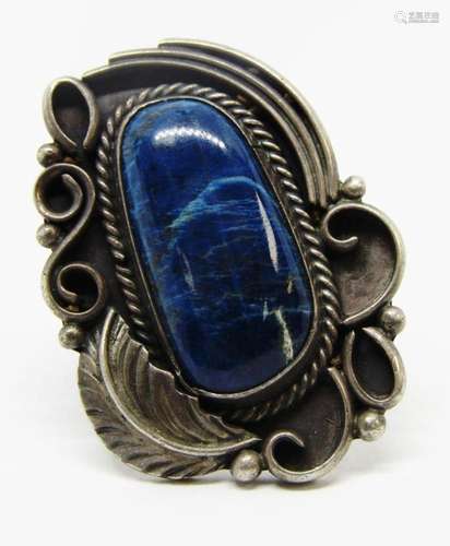 SOUTHWESTERN STERLING RING WITH NAVY MARBLE