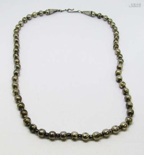 20 INCH SOUTHWESTERN STERLING BEADED NECKALCE