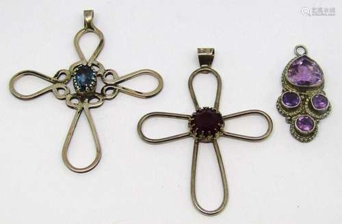 3-VINTAGE STERLING FASHION PENDANTS