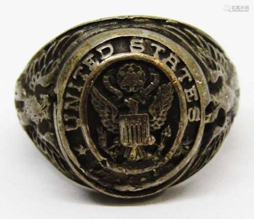 SIZE 10 VTG STERLING UNITED STATES ARMY RING