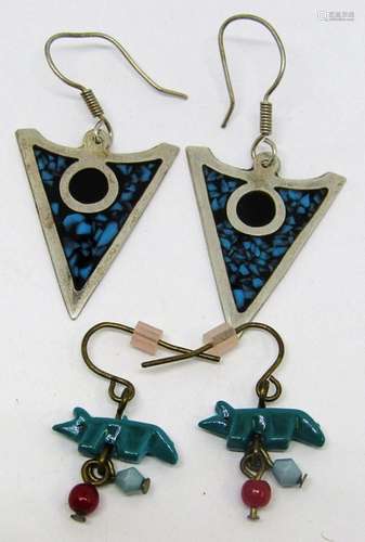 PAIR OF MEXICO STERLING ARROWHEAD DANGLY