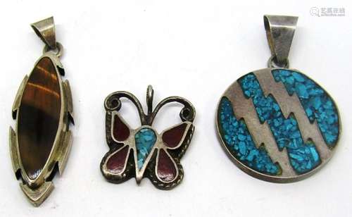 3-SOUTHWESTERN STERLING PENDANTS (2)MARKED