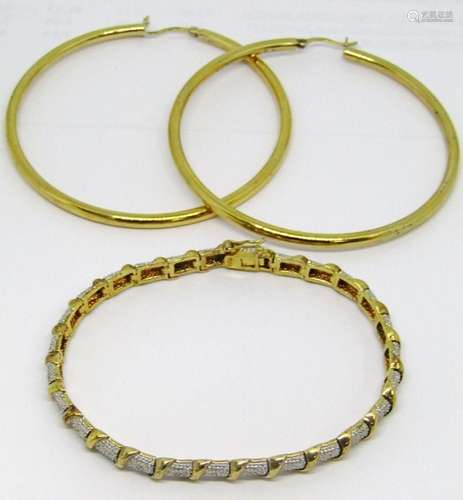 GOLD TONED STERLING JEWELRY LOT: (1)7.5 INCH